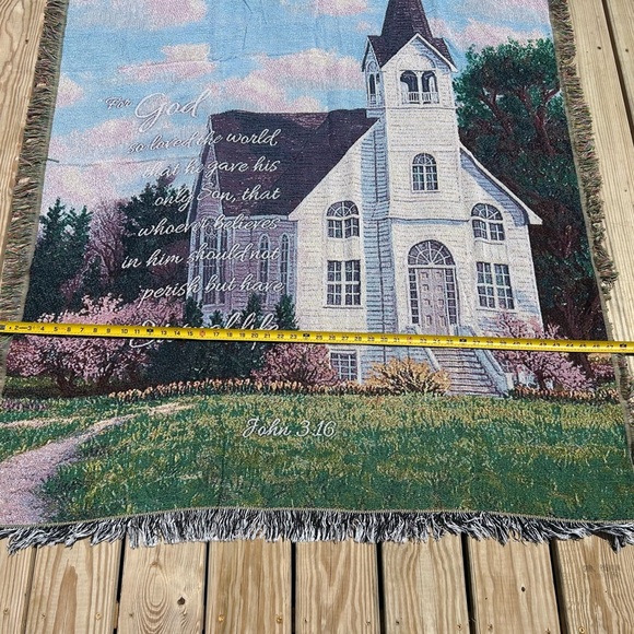 For God So Loved The World John 3:16 Religious Quilted Throw Blanket 60x47‎ in - Picture 7 of 10